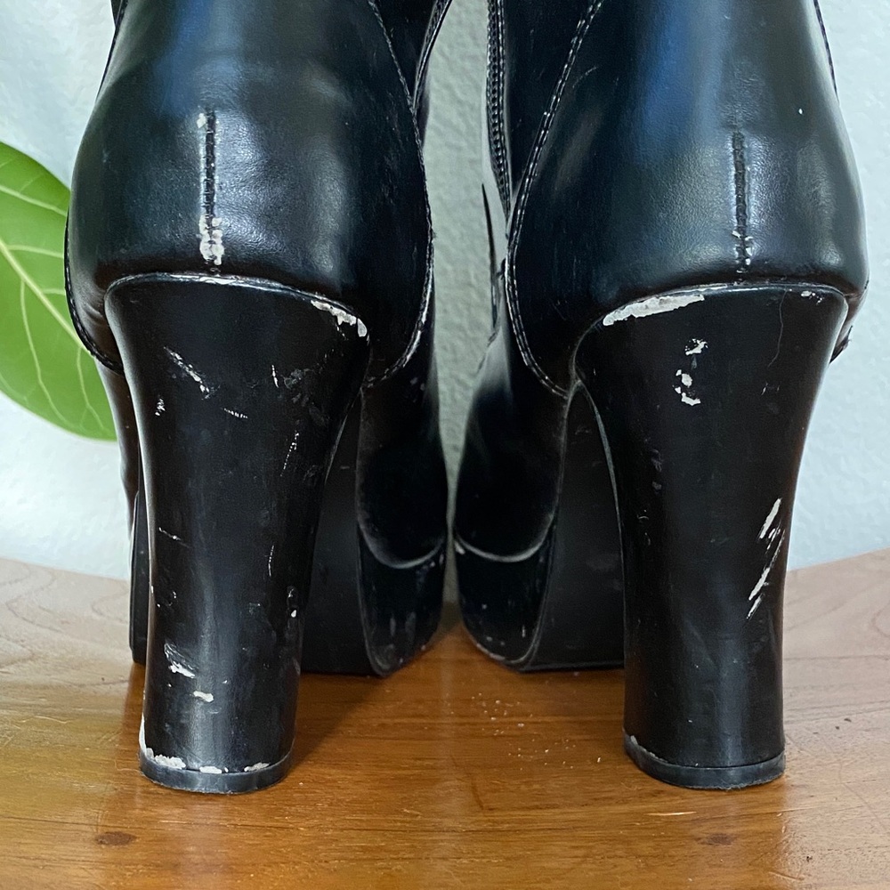 T.U.K Black Lace-Up High Platform Boots - Picture 5 of 16